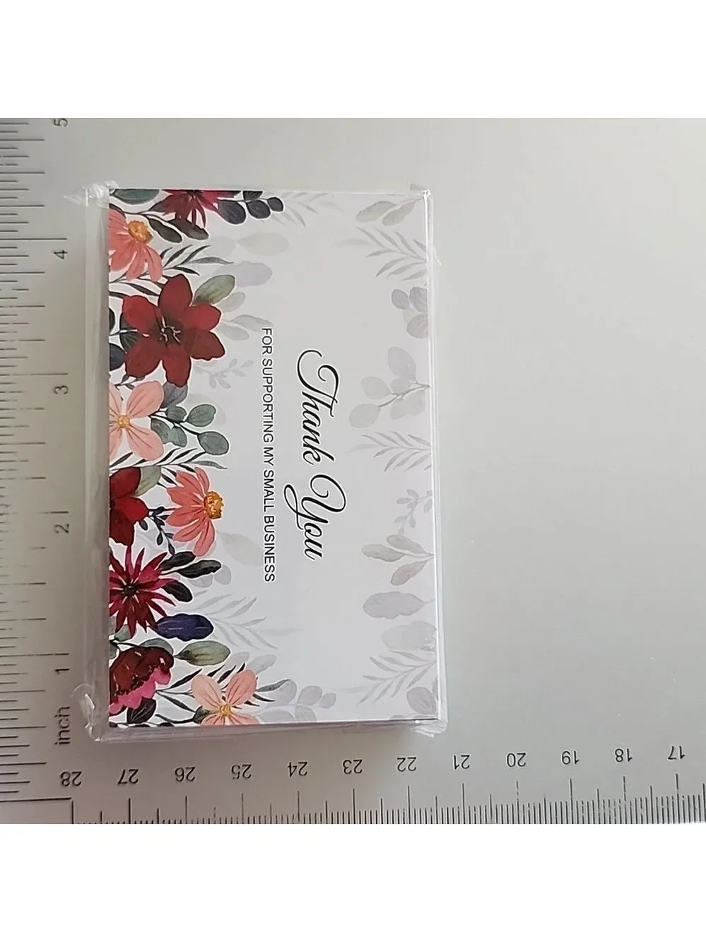 Thank You For Your Purchase PINK RED  FLOWER BUSINESS CARDS 50 COUNT